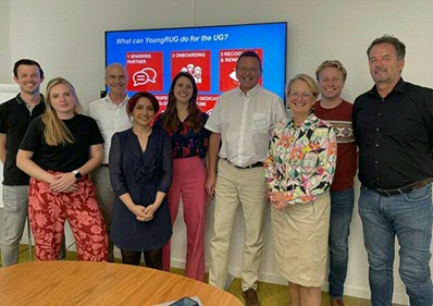 The Board of YoungRUG with the Board of the University