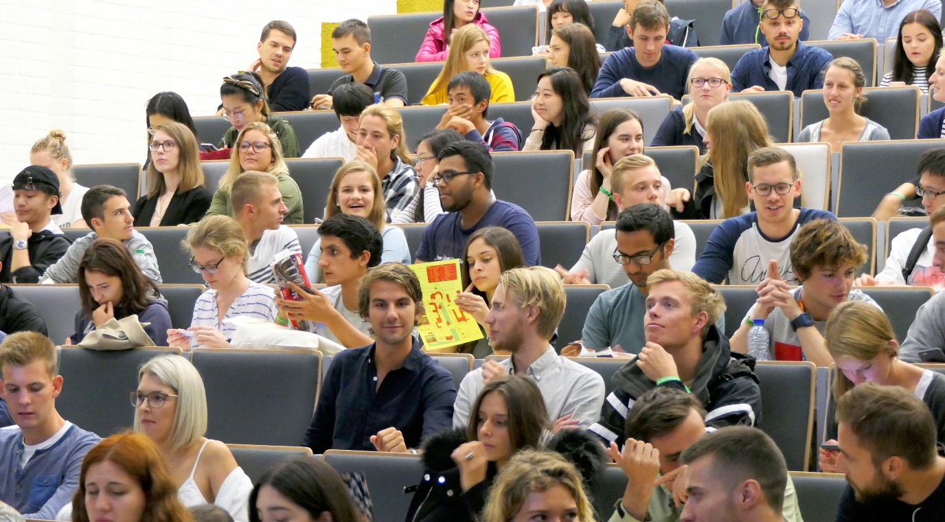 Exchange students in lecture hall
