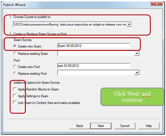 Link exam to content Area