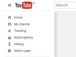 YouTube menu