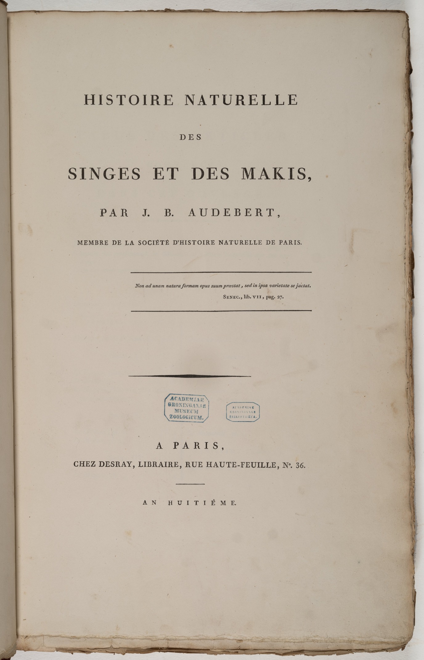 Title page histoire naturell