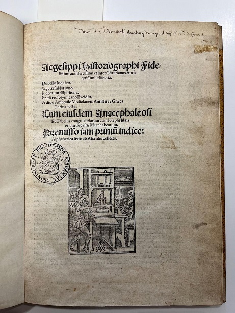 Aegesippi historiographi fidelissimi ac disertissimi et inter Christianos antiquissimi historia, by Hegesippus