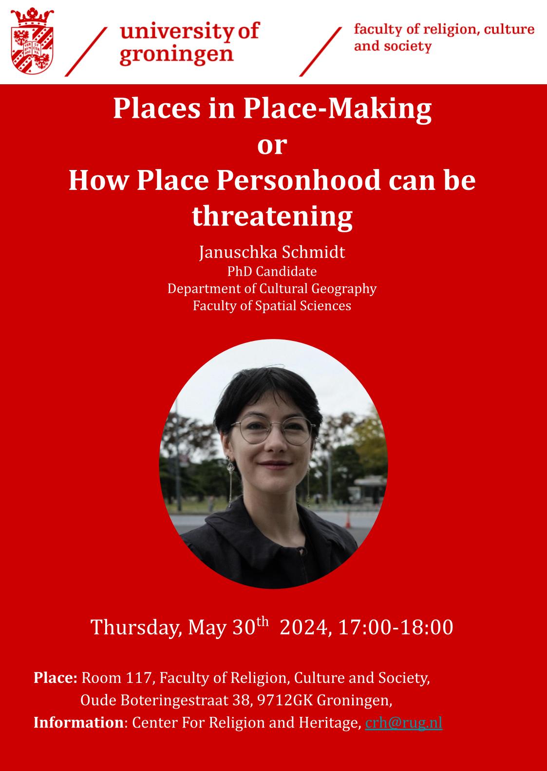 Places in place-making or how place personhood can be threatening Poster