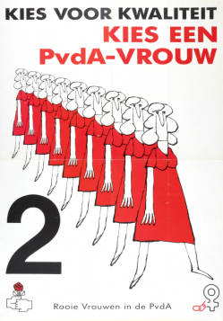 Affiche Rooie Vrouwen in de PvdA, 1977